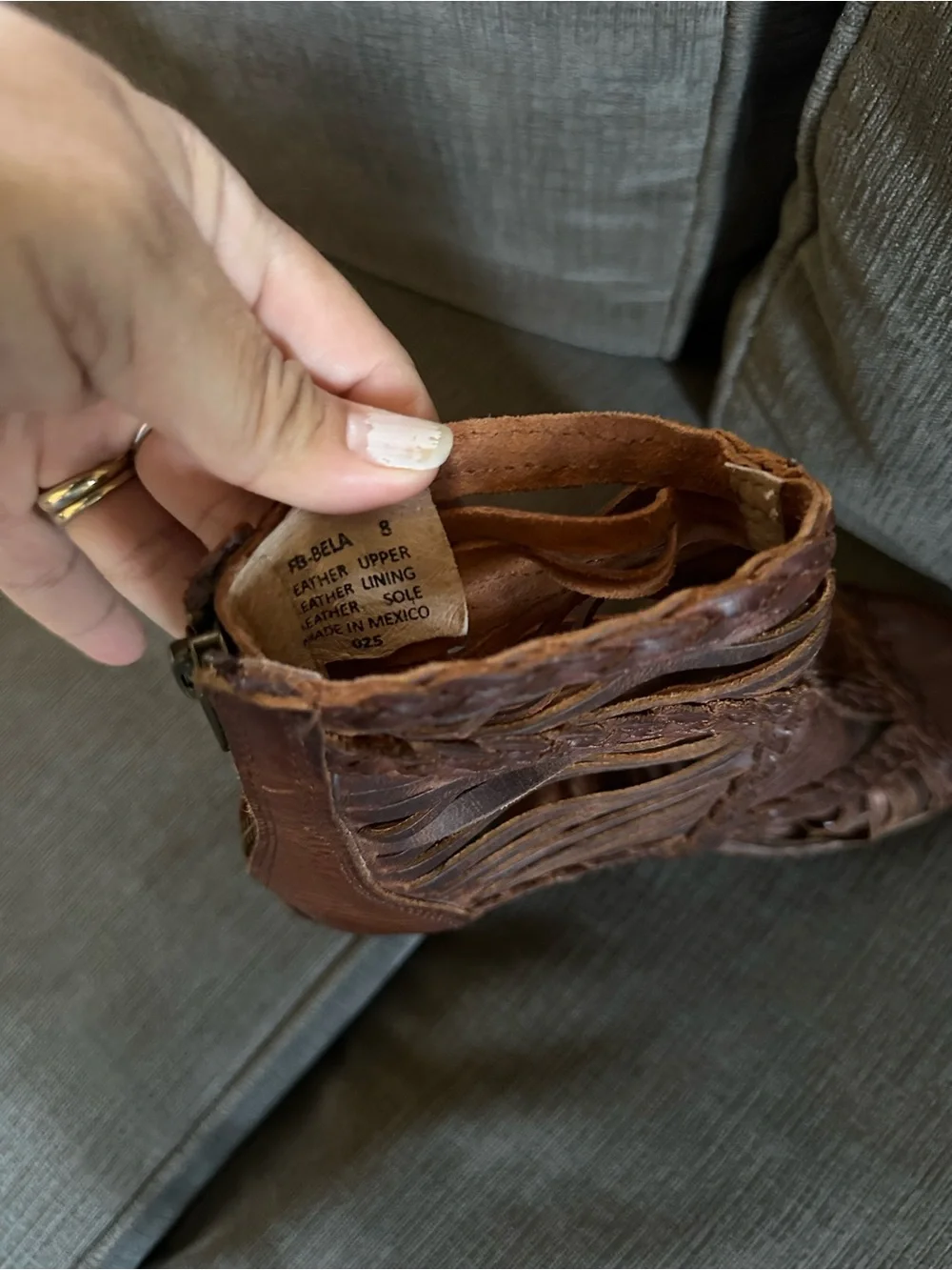 Freebird by Steven Brown Woven Leather Peep-Toe Ankle Booties - Picture 11 of 14